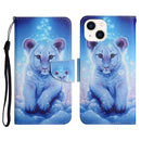 For iPhone 14 3D Colored Drawing Flip Leather Phone Case (Leopard)