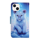 For iPhone 14 3D Colored Drawing Flip Leather Phone Case (Leopard)
