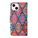 For iPhone 14 3D Colored Drawing Flip Leather Phone Case (Rhombus Totem)