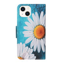 For iPhone 14 Plus 3D Colored Drawing Flip Leather Phone Case (Chrysanthemum)