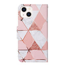 For iPhone 14 Plus 3D Colored Drawing Flip Leather Phone Case (Marble)