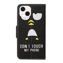 For iPhone 14 Plus 3D Colored Drawing Flip Leather Phone Case (Penguins)