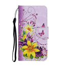For iPhone 14 Plus 3D Colored Drawing Flip Leather Phone Case (Yellow Flowers)