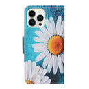 For iPhone 14 Pro 3D Colored Drawing Flip Leather Phone Case(Chrysanthemum)