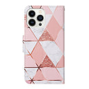 For iPhone 14 Pro 3D Colored Drawing Flip Leather Phone Case(Marble)