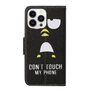 For iPhone 14 Pro 3D Colored Drawing Flip Leather Phone Case(Penguins)