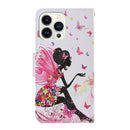 For iPhone 14 Pro 3D Colored Drawing Flip Leather Phone Case(Dance Girl)