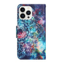 For iPhone 14 Pro 3D Colored Drawing Flip Leather Phone Case(Star Mandala)