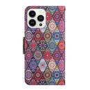 For iPhone 14 Pro 3D Colored Drawing Flip Leather Phone Case(Kaleidoscope)