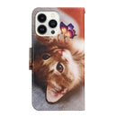 For iPhone 14 Pro 3D Colored Drawing Flip Leather Phone Case(Butterfly Cat)