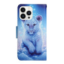 For iPhone 14 Pro 3D Colored Drawing Flip Leather Phone Case(Leopard)