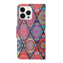 For iPhone 14 Pro 3D Colored Drawing Flip Leather Phone Case(Rhombus Totem)