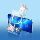 For iPhone 14 Plus Flower Frosted MagSafe Phone Case (Rose)