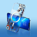 For iPhone 14 Plus Flower Frosted MagSafe Phone Case (Moire Flower)
