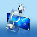 Flower Frosted MagSafe Phone Case For iPhone 14 Pro(Blue Flower)