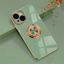 For iPhone 14 6D Electroplating Ring Phone Case (Green)
