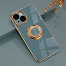 For iPhone 14 6D Electroplating Ring Phone Case (Grey)