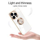 For iPhone 14 6D Electroplating Ring Phone Case (Green)