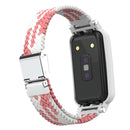 For Xiaomi Mi Band 7 Pro Braided Nylon Buckle Watch Band(Pink White)