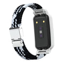For Xiaomi Mi Band 7 Pro Braided Nylon Buckle Watch Band(Black White)