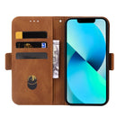For Motorola Moto G22 Embossing Stripe RFID Leather Phone Case(Brown)
