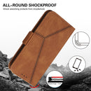 For Motorola Moto G22 Embossing Stripe RFID Leather Phone Case(Brown)
