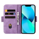 For Motorola Moto G22 Embossing Stripe RFID Leather Phone Case(Purple)