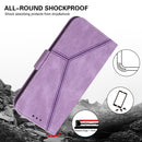 For Motorola Moto G22 Embossing Stripe RFID Leather Phone Case(Purple)