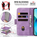 For Motorola Moto G22 Embossing Stripe RFID Leather Phone Case(Purple)
