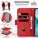 For Motorola Moto G22 Embossing Stripe RFID Leather Phone Case(Red)