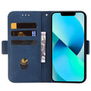 For Motorola Moto G22 Embossing Stripe RFID Leather Phone Case(Blue)
