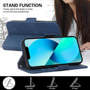 For Motorola Moto G22 Embossing Stripe RFID Leather Phone Case(Blue)
