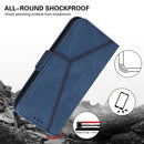 For Motorola Moto G22 Embossing Stripe RFID Leather Phone Case(Blue)