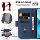 For Motorola Moto G22 Embossing Stripe RFID Leather Phone Case(Blue)