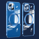 For iPhone 14 Plus Lens Protector MagSafe Electroplated Phone Case (Navy Blue)