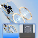 For iPhone 14 Pro Max 6D Gold Plated Magsafe Magnetic Phone Case (Black)