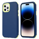 3 in 1 Four Corner Shockproof Phone Case For iPhone 14 Pro(Royal Blue+Green)