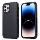 3 in 1 Four Corner Shockproof Phone Case For iPhone 14 Pro(Black+Black)