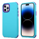 3 in 1 Four Corner Shockproof Phone Case For iPhone 14 Pro(Royal Blue+Purple)