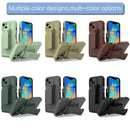 For iPhone 14 Pro Max Explorer Series Back Clip Holder PC Phone Case (Borwn)