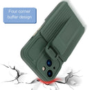 For iPhone 14 Pro Max Explorer Series Back Clip Holder PC Phone Case (Borwn)