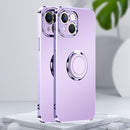 For iPhone 14 Plus Electroplated Frosted Ring Phone Case (Lavender Purple)