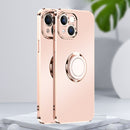 For iPhone 14 Plus Electroplated Frosted Ring Phone Case (Light Pink)