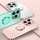 For iPhone 14 Plus Electroplated Frosted Ring Phone Case (Light Pink)