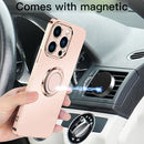 For iPhone 14 Plus Electroplated Frosted Ring Phone Case (Light Pink)