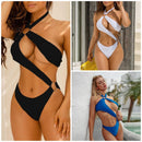 Solid Color One Piece Bikini Swimsuit, Size:M(White)