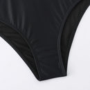 Solid Color One Piece Bikini Swimsuit, Size:S(Black)