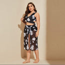 3 in 1 Set Sexy Plus Size Print Bikini Ladies Split Swimsuit, Size:XXXL(As Show)
