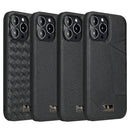 For iPhone 14 Pro Fierre Shann Leather Texture Phone Back Cover Case(Ox Tendon Black)