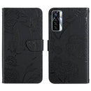 For Tecno Camon 17 Pro HT03 Skin Feel Butterfly Embossed Flip Leather Phone Case(Black)